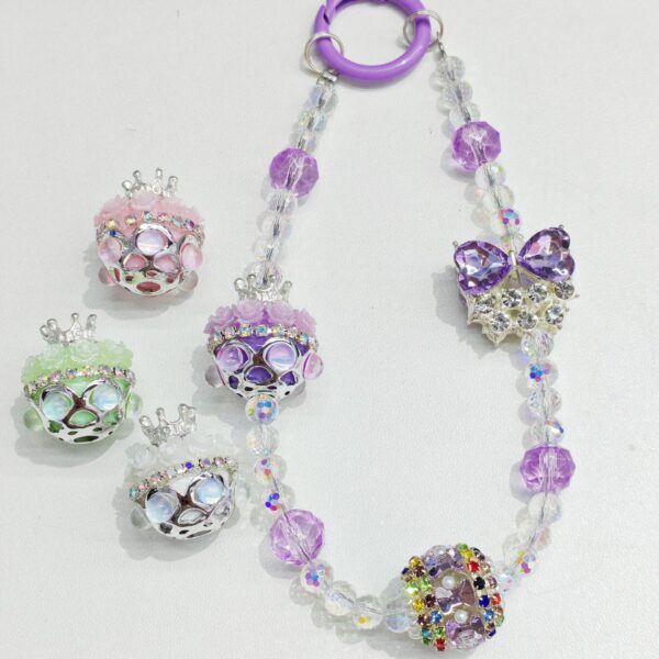 oly-aa96c6cb4588dc13e71434f602877d7d Wholesale Light Blue Acrylic Crown Beaded Phone Chain Charm for DIY Jewelry Accessory
