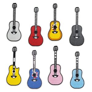 Wholesale 8pcs Cartoon Guitar Hot Melt Patches for DIY Embroidery Clothing Decoration Craft Supply