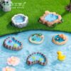 Wholesale Resin Miniature Fountain Tower Cartoon Style Decorative DIY Garden Ornament