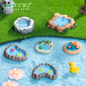Wholesale Resin Miniature Fountain Tower Cartoon Style Decorative DIY Garden Ornament