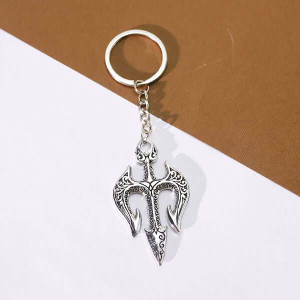 Wholesale Vintage Punk Poseidon Trident Pendant Keychain Zinc Alloy Fashion Accessory for Bags Keys