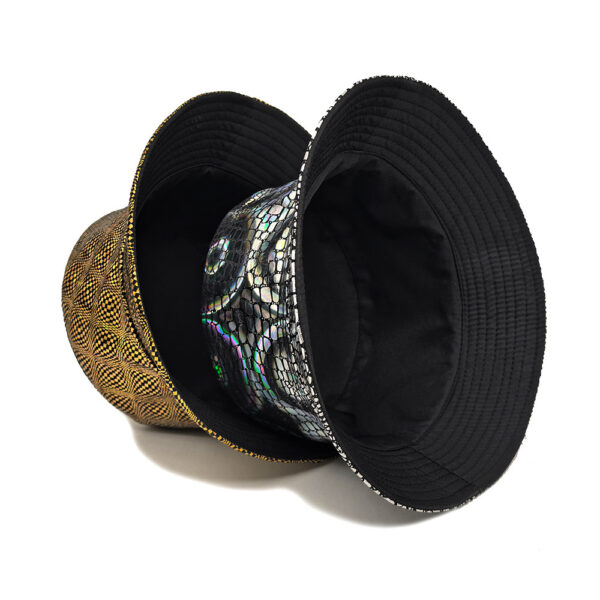 Wholesale Gold Laser Two Sided Bucket Hat for Party and Everyday Wear