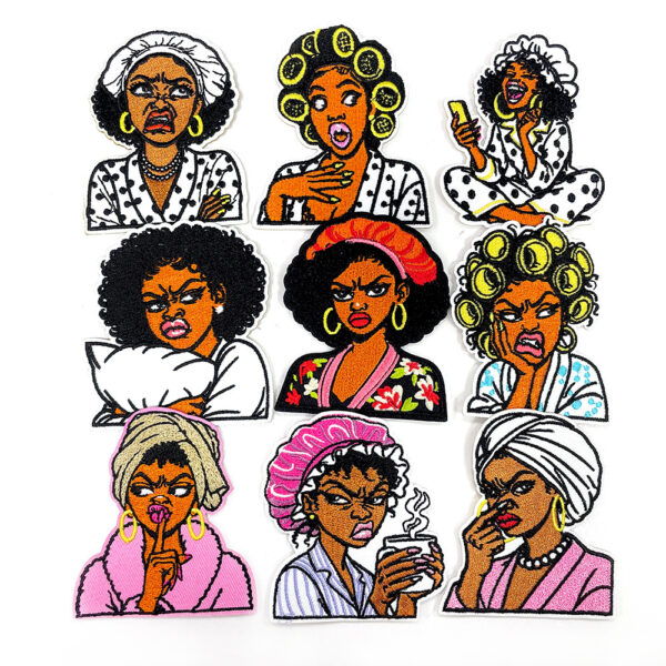 Wholesale Funny Expression Sequins Embroidered Patch with Iron On Backing Chic Decorative Gift for Coat