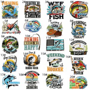 Fishing themed cloth stickers set of 20 pieces