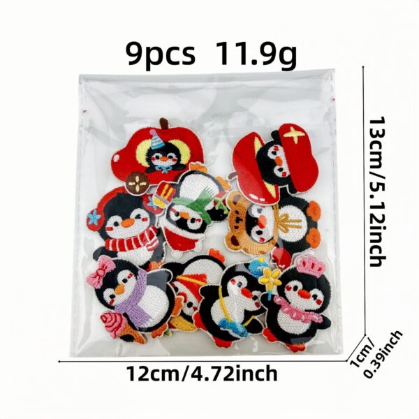 oly-ab3938ca6fc61d9cc382d51e485df7b9 Wholesale Trendy Cartoon Penguin Embroidered Cloth Patch Set 9pcs Polyester Thread Decorative Accessory for DIY