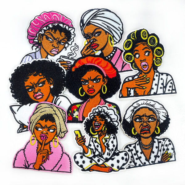 Wholesale Funny Expression Sequins Embroidered Patch with Iron On Backing Chic Decorative Gift for Coat