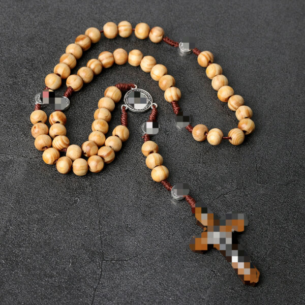oly-ab50a428be36487786582b5d9bd14ccc Wholesale Handmade Wooden Cross Rosary Necklace with Knots Trendy Jewelry Accessory
