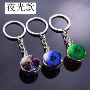 Wholesale Zodiac Glow in the Dark Glass Ball Keychain Double Sided Design Gift Fashion Accessory
