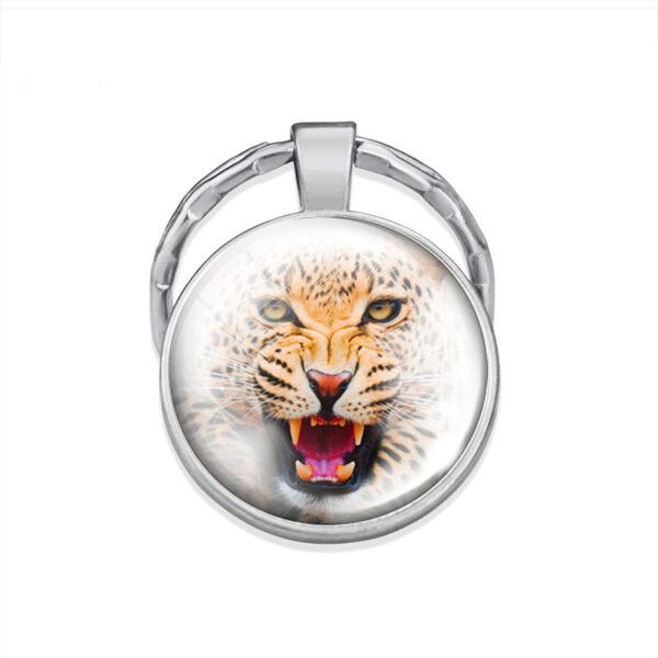 oly-ab874b2c383e7d77cf0e4c0b33812324 Wholesale Tiger Head Glass Pendant Keychain Metal Key Ring Car Key Accessory Gift Boutique Resale
