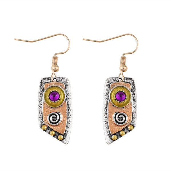oly-ab8a89ded0830cfc91dc4e6bef4378b2 Wholesale Antique Silver Irregular Camo Leopard Earrings Retro Leather Pattern Fashion Jewelry for Daily Wear