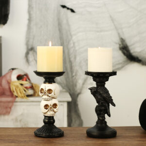 Wholesale Resin Halloween Skeleton Crow Candle Holder European Style Home Decor