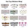Wholesale 8pcs Retro Wild Floral 3oz Cup Stickers Wrap OLY Exclusive
