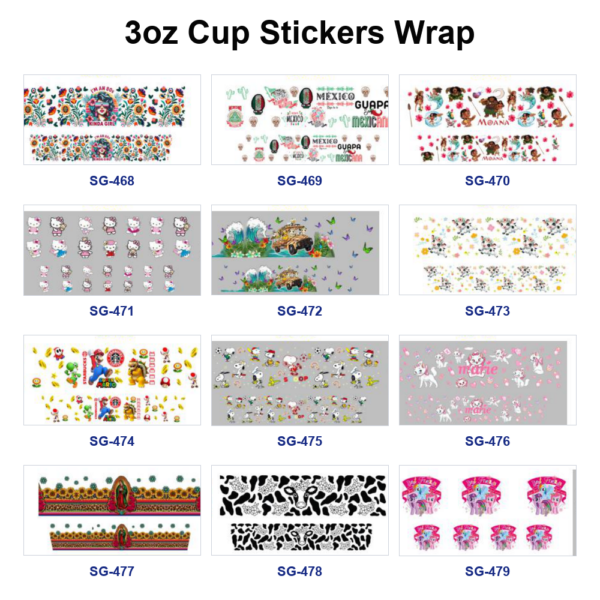 Wholesale 8pcs Retro Wild Floral 3oz Cup Stickers Wrap OLY Exclusive