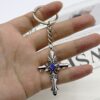 Wholesale Vampire Diary Cross Keychain Pendant, Zinc Alloy White Decorative Resale Accessory OLY Exclusive
