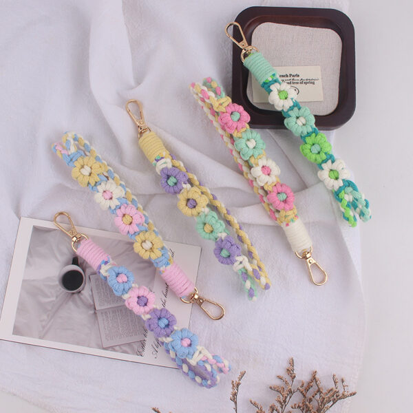 oly-ac322601f24b46a9151afdb5ebac93a1 Wholesale Dopamine Color Flower Braided Phone Strap Keychain Bag Charm, Chic Fashion Accessory for Party Gift or Boutique Resale