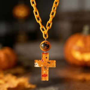 Orange cross necklace