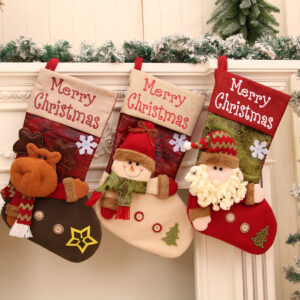 oly-ac5efa4016ba4fa69616a676e8199dd2 Wholesale Polyester Christmas Stocking 3D Santa Claus Design Holiday Home Decor Gift