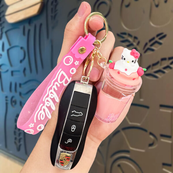 Wholesale Acrylic Milk Tea Cup Keychain with Oil and Beans - Cute Cartoon Design, Ideal for Birthday Gifts, Car Key Accessory and Bag Charm OLY Exclusive