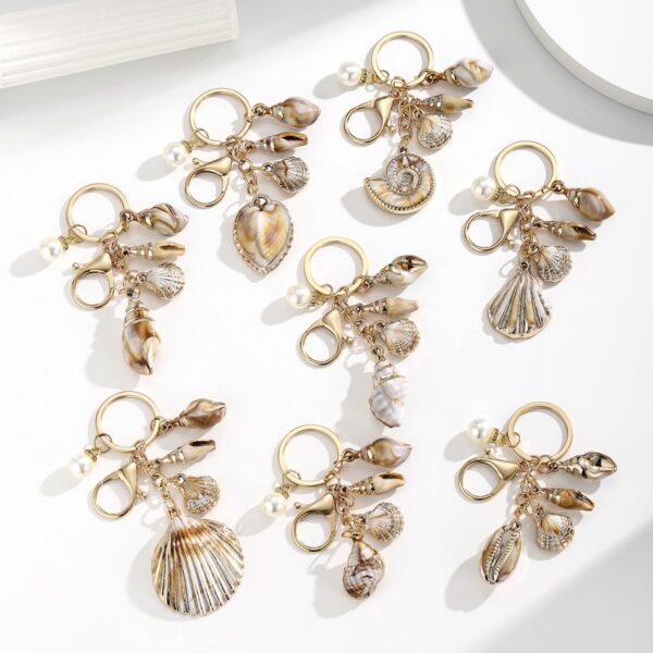 oly-ac793c3a5b5561d5cf393122e2d64f9b Wholesale Resin Gold Plated Shell Keychain Pendant for Bag Car Decoration Boutique Resale