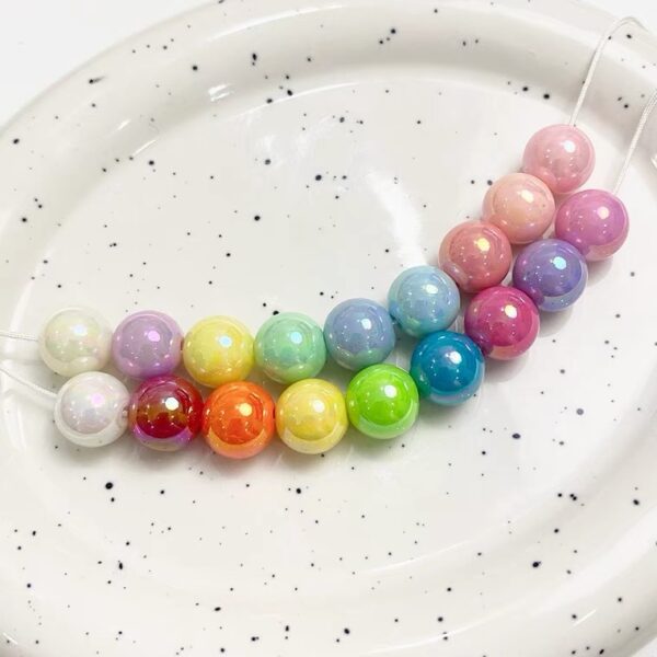Wholesale Acrylic Round Loose Beads 10mm White Electroplated for DIY Jewelry Phone Accessory Gift