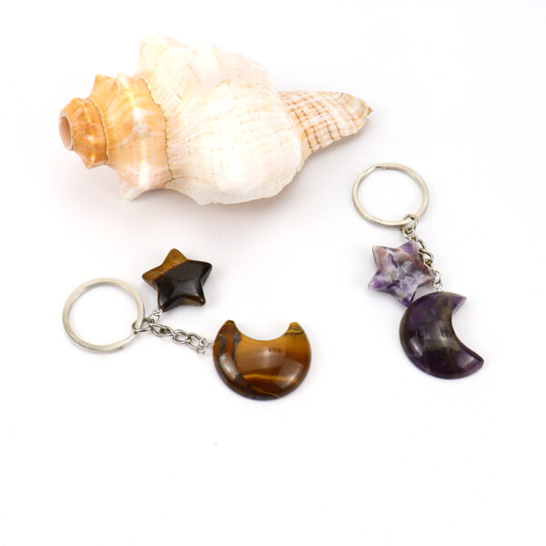 Wholesale Star and Moon Amethyst Keychain Pendant Bag Charm Fashion Accessory