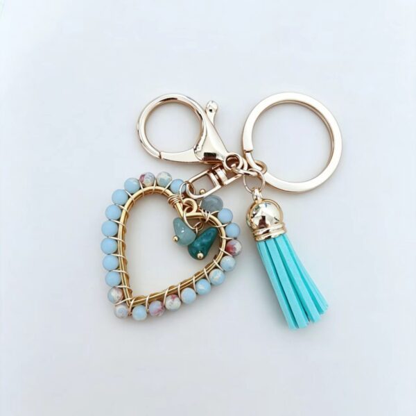 Wholesale Heart Wire Wrapped Amethyst Natural Stone Keychain Decorative Accessory Gift