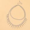 oly-aceb19fb3a8187bb03ac51c3a89cad0c Wholesale Punk Style Double Layer Fringe Rivet Clavicle Necklace, Fashion Jewelry Accessory for Casual Everyday Gift