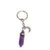 Wholesale Crescent Moon Amethyst Crystal Keychain Trendy Bag Charm for Gift or Boutique Resale