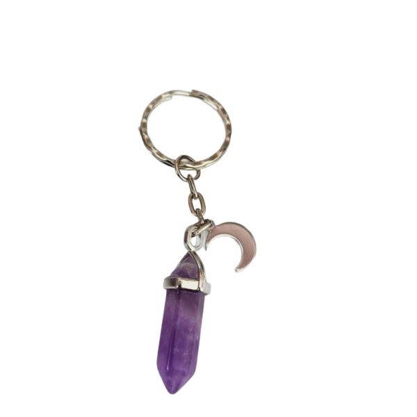 Wholesale Crescent Moon Amethyst Crystal Keychain Trendy Bag Charm for Gift or Boutique Resale