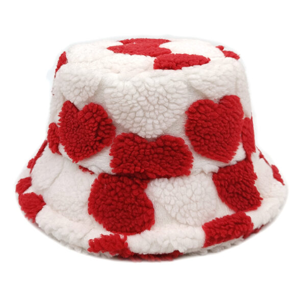oly-ad094fa025974de4347357e114e3251b Wholesale Fleece Fisherman Hat with Heart Jacquard for Women Winter Warm