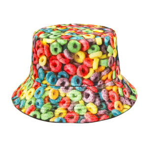 Wholesale Donut Candy Print Fisherman Hat Fashion Unisex Sunscreen Bucket Hat for Outdoor