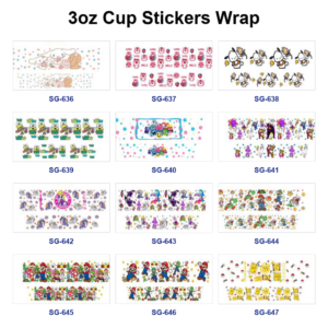 Wholesale 8pcs Kawaii Cartoon Puppy 3oz Tumbler Stickers Wrap OLY Exclusive