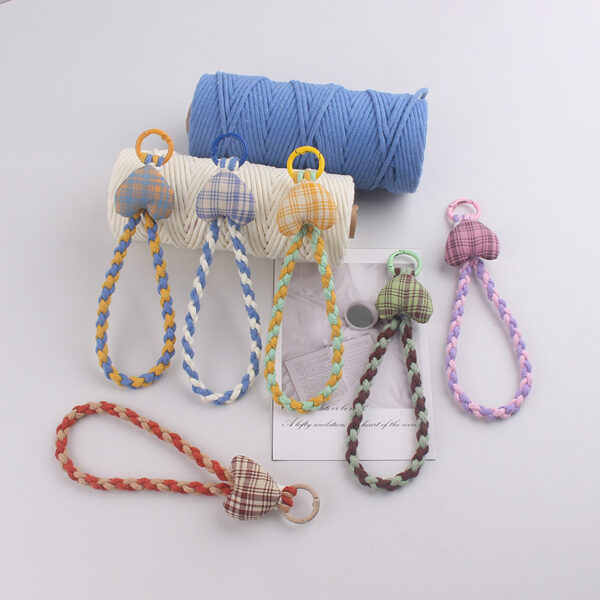 oly-ad2bc4a20407f63e735262277debf143 Wholesale Korean Style Heart Keychain Handmade Cotton Rope Pink Color Contrast for Party Gift Fashion Accessory