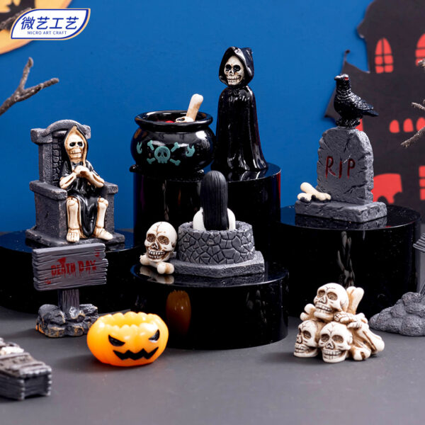 oly-ad4b68deb4d1409bf126fad353398158 Wholesale Halloween Resin Skull Mummy Decor Decorative Accent Home Office Tabletop Ornament Boutique Gift