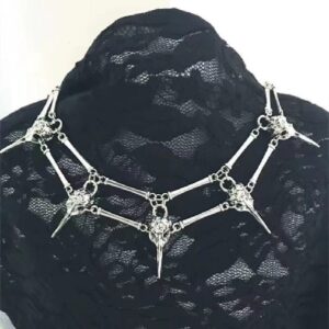 oly-ad64048af84010c38c1c108ce0852114 Wholesale Zinc Alloy Gothic Crow Skull Pendant Necklace Fashion Accessory for Men Edgy Bird Bone Design Choker for Daily Wear or Gift Giving