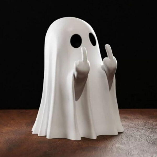 Wholesale Halloween Funny Middle Finger Ghost Statue Resin Decorative Ornament Gift for Party Boutique Resale