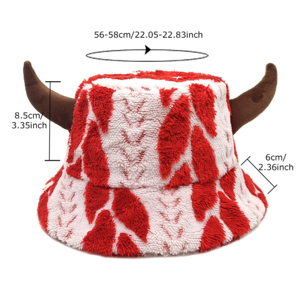 Wholesale Plush Horn Bucket Hat Funny Christmas Design Women's Party Hat