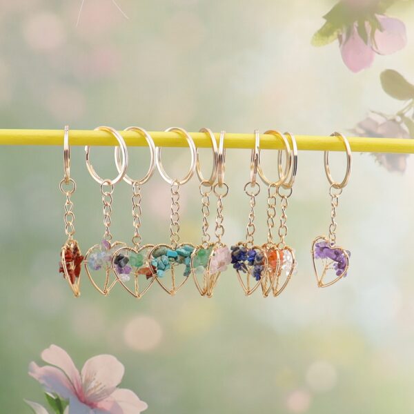 Wholesale Chakra Tree of Life Crystal Bag Charm Keychain Fashion Accessory Boutique Resale