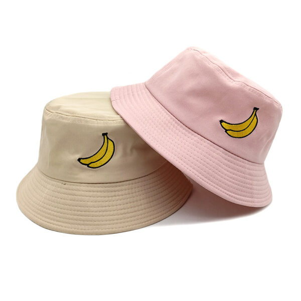 Wholesale Banana Embroidery Bucket Hat Outdoor Casual Sun Hat for Men Women