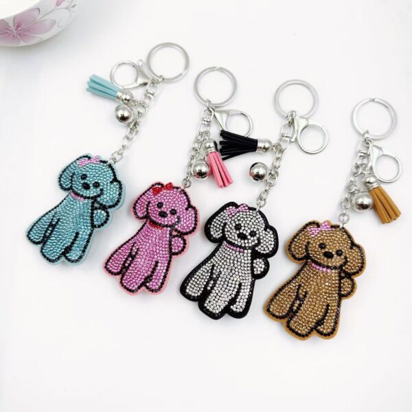 Wholesale Rhinestone Dog Keychain Cute Cartoon Bag Charm Trendy Jewelry Accessory