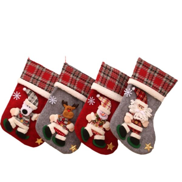 Wholesale Korean Style Plush Santa Christmas Stocking Gift Bag Large 3D Decorative for Candy Resale