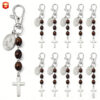 oly-adfd658d0a0d2dc9d9c66e93f0354c38 Wholesale European American Style Alloy Cross Wood Bead Keychain Fashion Accessory for Baptism Gift