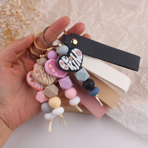 Wholesale Be Kind Heart Silicone Keychain Bag Charm Car Key Accessory Gift