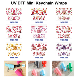Wholesale 2/4/8pcs Watercolor Dessert Print Mini Cup Keychain Sticker