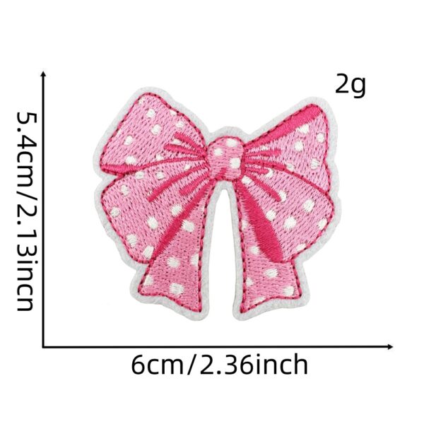 Wholesale Pink Bow Embroidery Cloth Patch, Hot Melt Adhesive Iron-On Patch, Fashion Hair Accessory, Boutique Resale Craft Supply