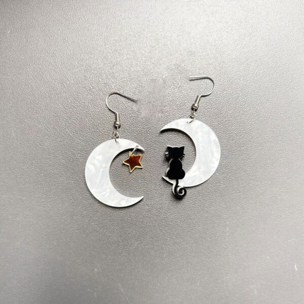 oly-ae3414e693bfa2c1ecc9ef43b1299f92 Wholesale Acrylic Cat Earrings Moon Star Design Fashion Jewelry Accessory for Girls