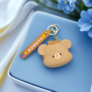 Coin purse - bear (leather cord) - coffee