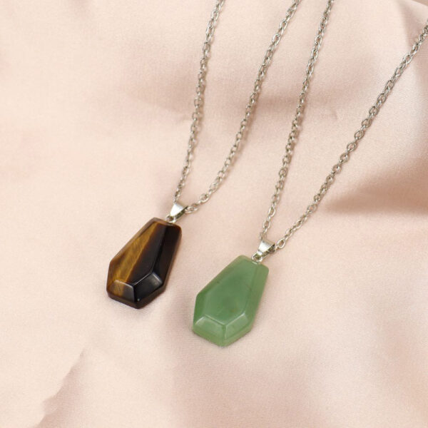 Wholesale Halloween Coffin Pendant Necklace Natural Amethyst Agate Fashion Accessory Gift