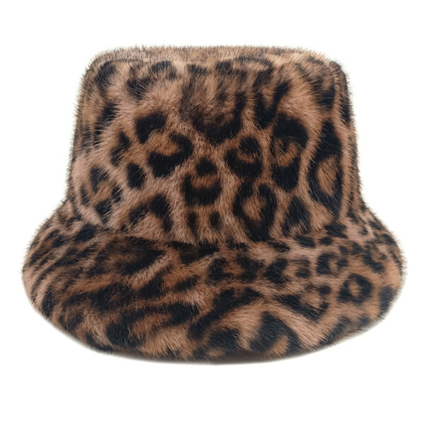 Wholesale Leopard Print Plush Bucket Hat Stylish Winter Fashion Accessory Gift for Women Boutique Resale