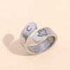 Wholesale Vintage Letter A Alloy Open Ring, Simple Alphabet Print, Jewelry Accessory for Boutique Resale